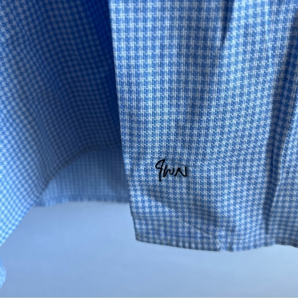John W. Nordstrom Blue Gingham Long Sleeve Button Down Shirt - Picture 5 of 6